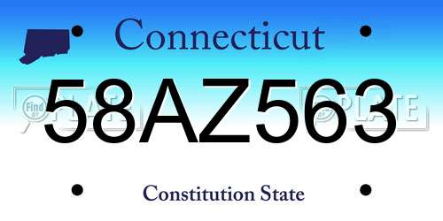 58AZ563 Connecticut License Plate