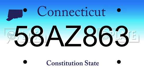 58AZ863 Connecticut License Plate