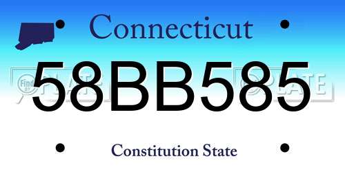 58BB585 Connecticut License Plate