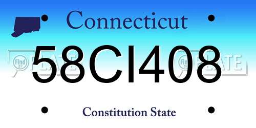 58CI408 Connecticut License Plate