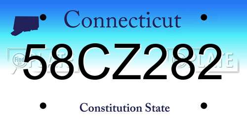 58CZ282 Connecticut License Plate