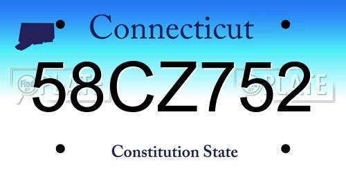 58CZ752 Connecticut License Plate