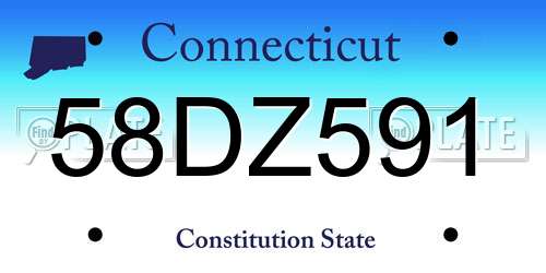 58DZ591 Connecticut License Plate