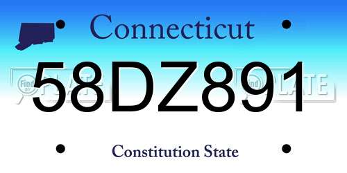 58DZ891 Connecticut License Plate