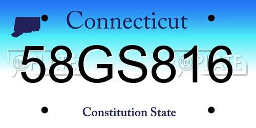 58GS816 Connecticut License Plate