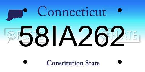58IA262 Connecticut License Plate