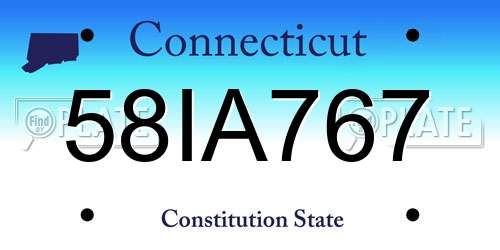 58IA767 Connecticut License Plate