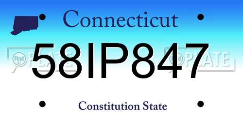 58IP847 Connecticut License Plate