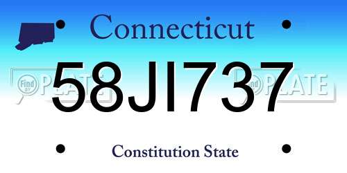58JI737 Connecticut License Plate