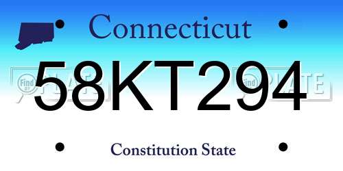 58KT294 Connecticut License Plate