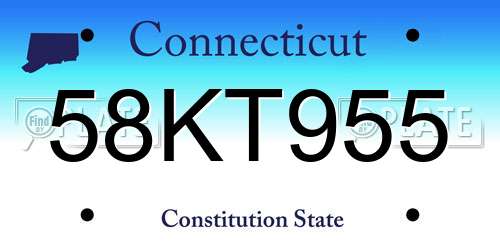 58KT955 Connecticut License Plate