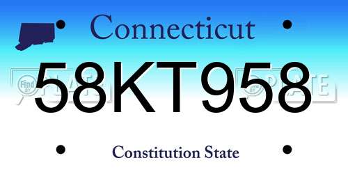 58KT958 Connecticut License Plate