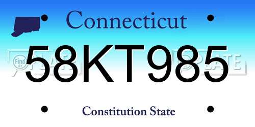 58KT985 Connecticut License Plate