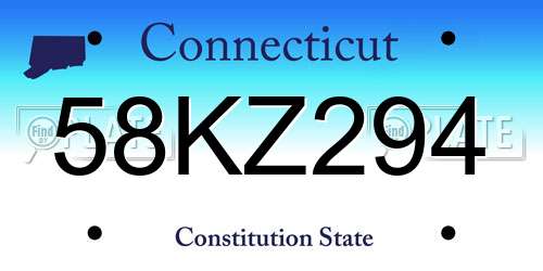 58KZ294 Connecticut License Plate