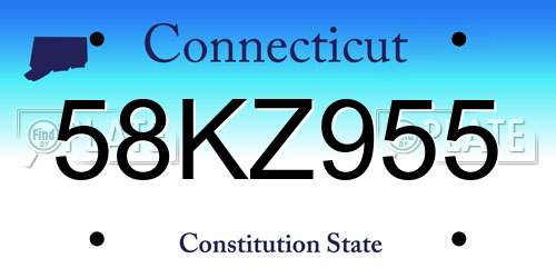 58KZ955 Connecticut License Plate