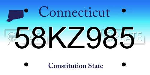 58KZ985 Connecticut License Plate