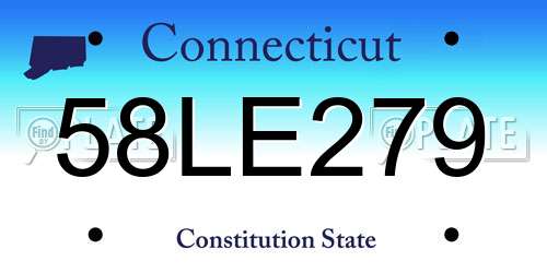 58LE279 Connecticut License Plate