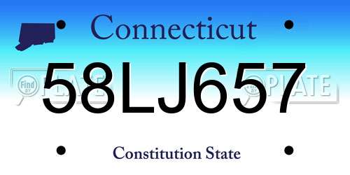 58LJ657 Connecticut License Plate