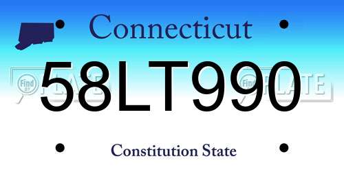 58LT990 Connecticut License Plate