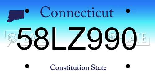 58LZ990 Connecticut License Plate