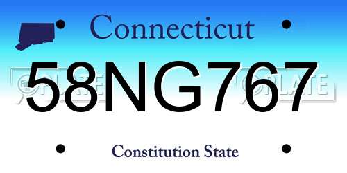 58NG767 Connecticut License Plate
