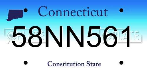 58NN561 Connecticut License Plate