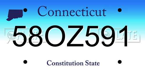 58OZ591 Connecticut License Plate