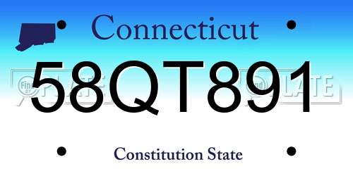 58QT891 Connecticut License Plate