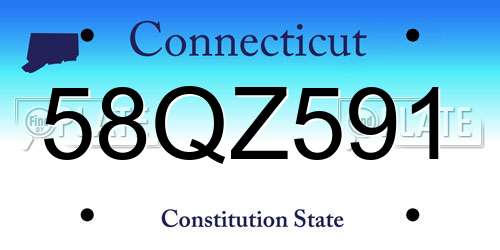 58QZ591 Connecticut License Plate