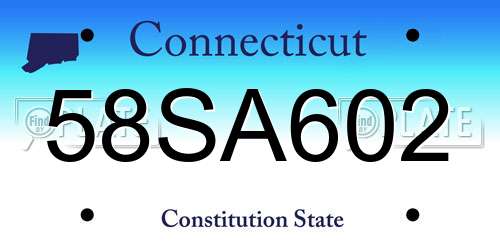 58SA602 Connecticut License Plate