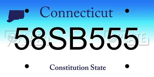 58SB555 Connecticut License Plate