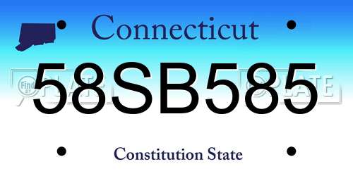 58SB585 Connecticut License Plate