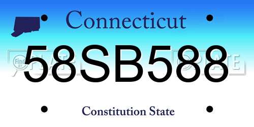 58SB588 Connecticut License Plate
