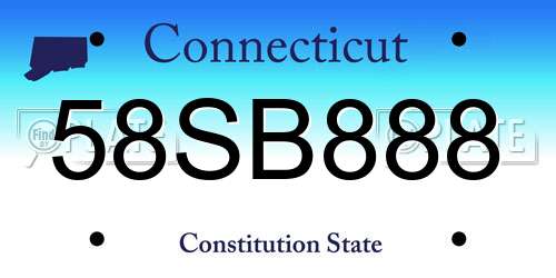 58SB888 Connecticut License Plate