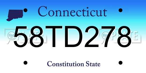 58TD278 Connecticut License Plate