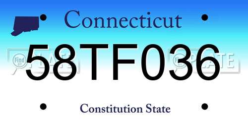 58TF036 Connecticut License Plate
