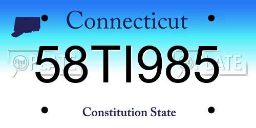 58TI985 Connecticut License Plate