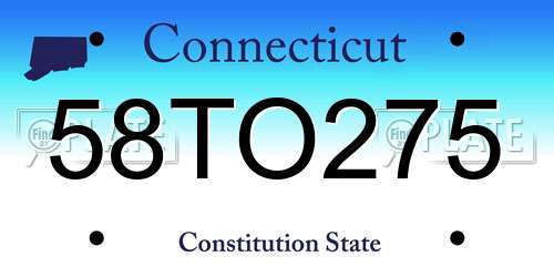 58TO275 Connecticut License Plate