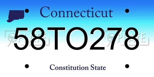 58TO278 Connecticut License Plate