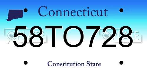 58TO728 Connecticut License Plate
