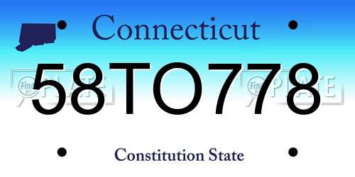 58TO778 Connecticut License Plate