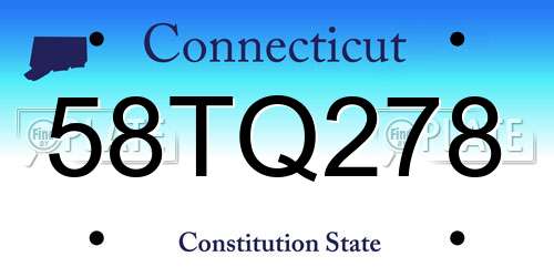 58TQ278 Connecticut License Plate