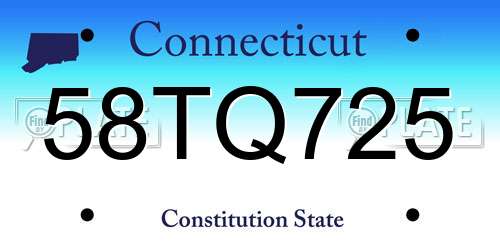 58TQ725 Connecticut License Plate
