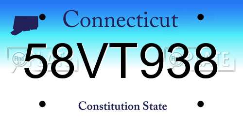 58VT938 Connecticut License Plate