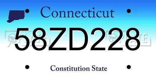 58ZD228 Connecticut License Plate