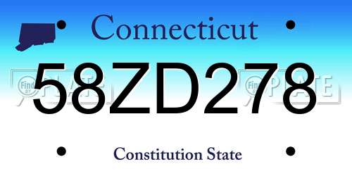 58ZD278 Connecticut License Plate