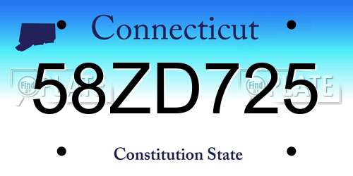 58ZD725 Connecticut License Plate