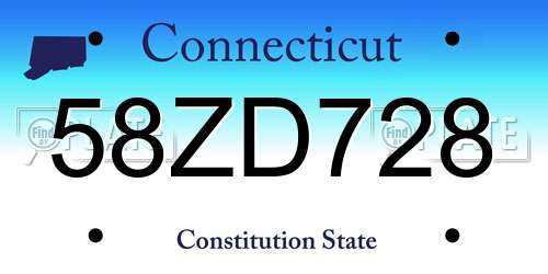 58ZD728 Connecticut License Plate