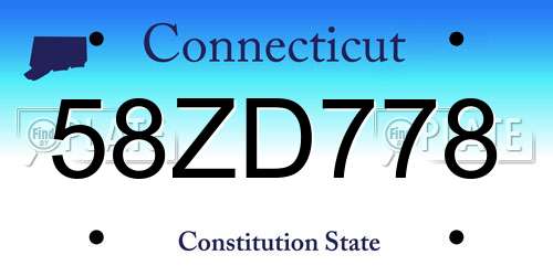 58ZD778 Connecticut License Plate