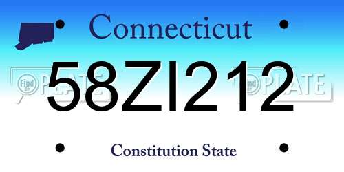 58ZI212 Connecticut License Plate